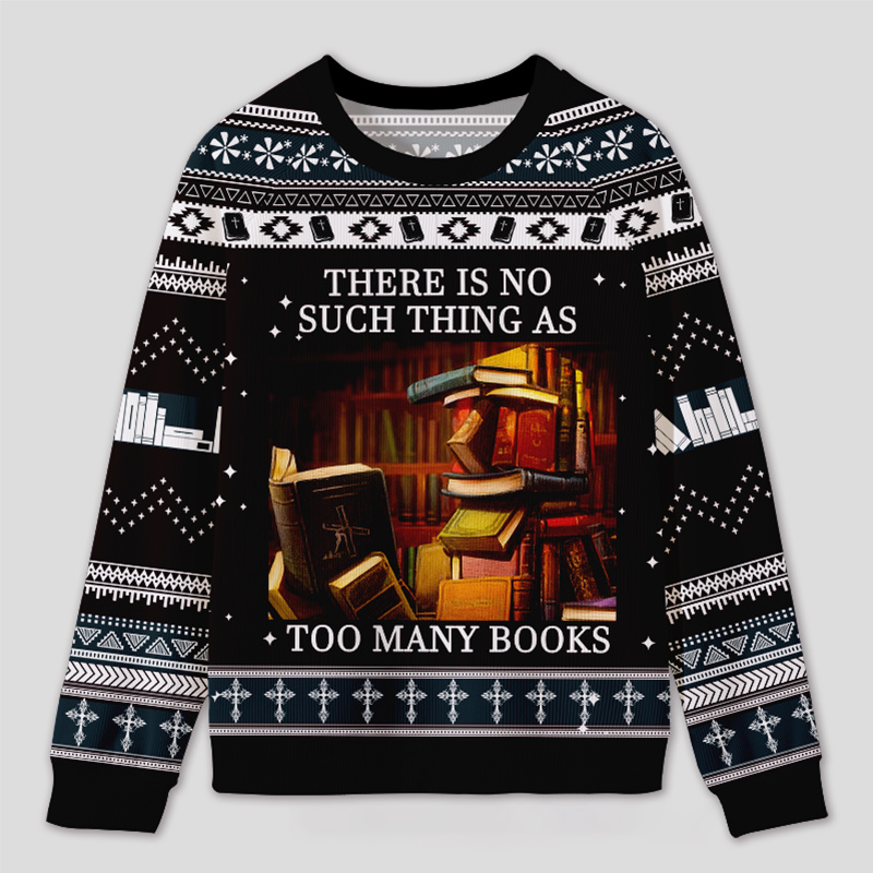 Personalized Never Enough Books Fun Ugly Sweater Holiday Gift for Book Lovers