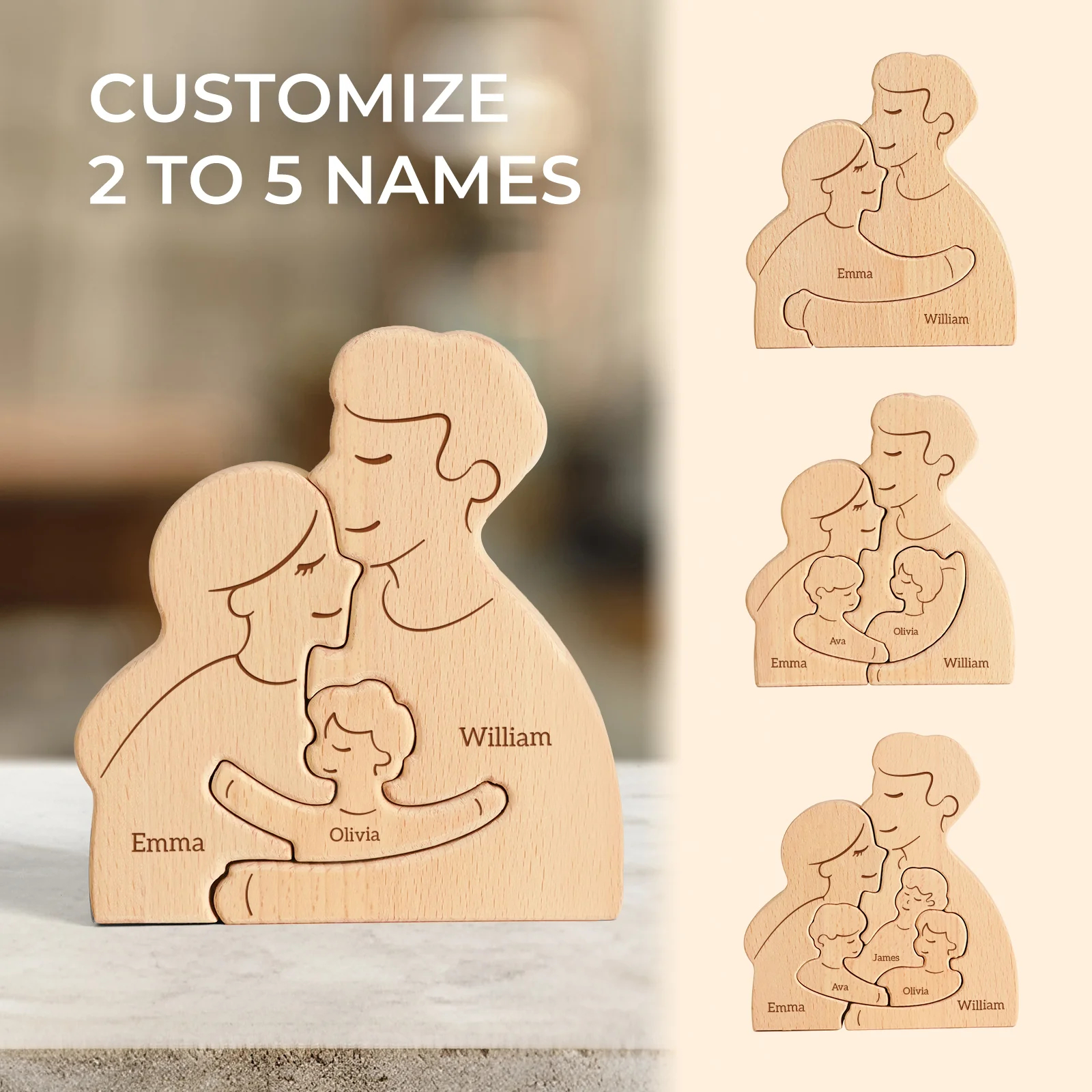Personalized Wooden Puzzle Family is the Harbor of the Soul Customized Name