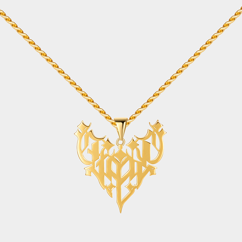 Gothic Style Personalized Name Pendant Necklace – Customizable Intricate Design for a Bold Statement