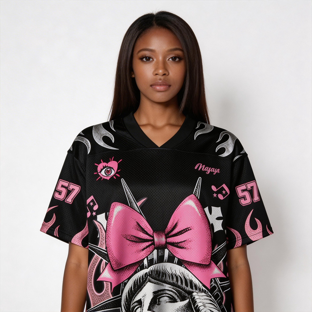 Personalized Flame Street Jersey – Custom Name and Number Graphic Shirt for Women