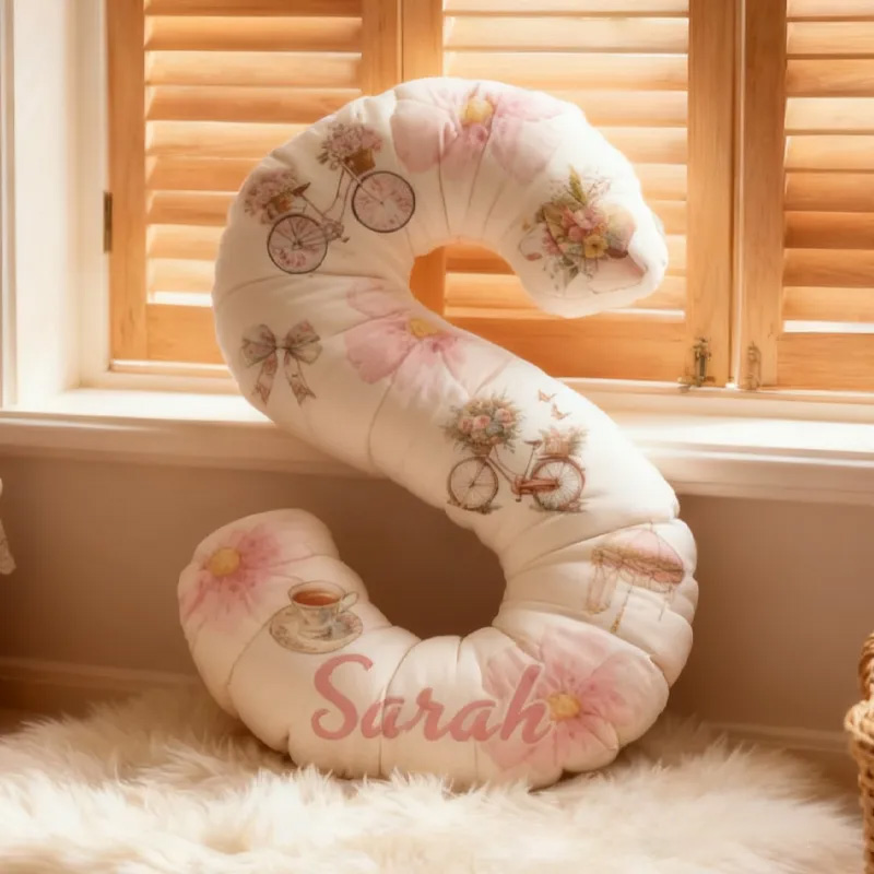 Personalized Floral Cycling Letter Pillow Graphic 3D Print Funny Letter Pillow Name Pillow Comfortable Travel Cushion for Riders Riding Lovers Sale-megacustom