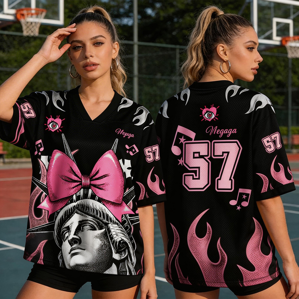 Personalized Flame Street Jersey – Custom Name and Number Graphic Shirt for Women