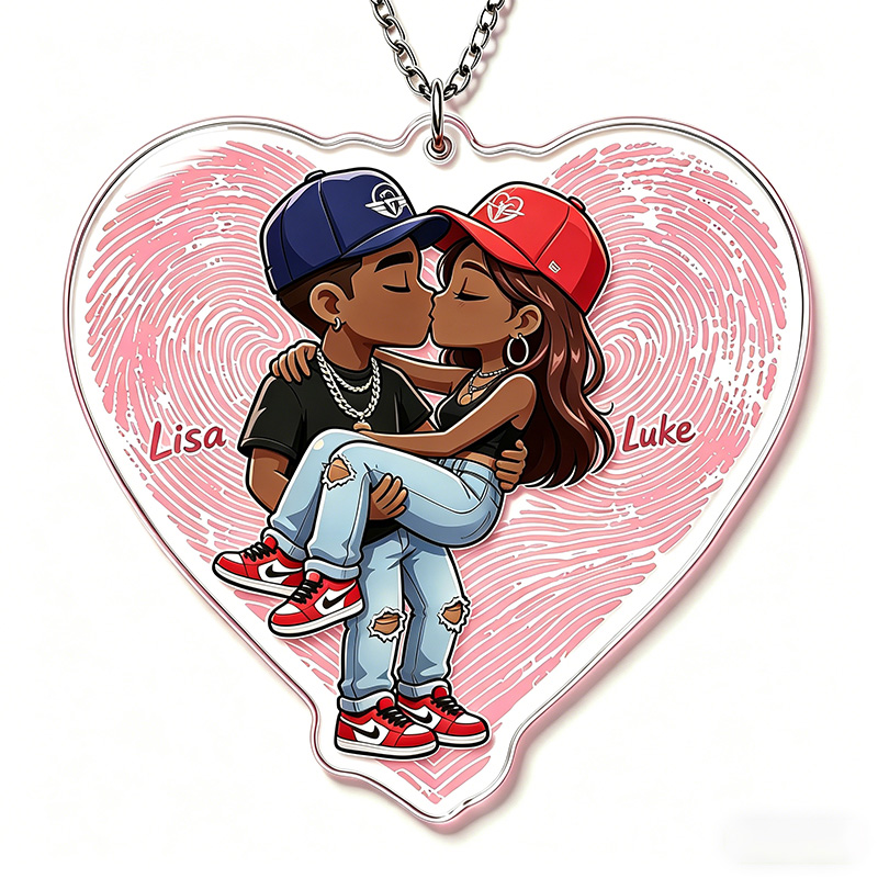Personalized Hip Hop Cartoon Character Couple Keychain with Name Y2K Couple 