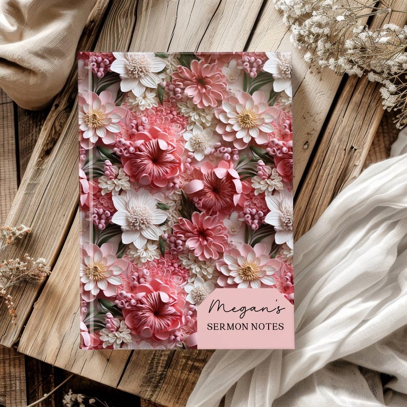 Personalized prayer journal for women with name wildflower floral cover Christian gift hardcover lined notebook