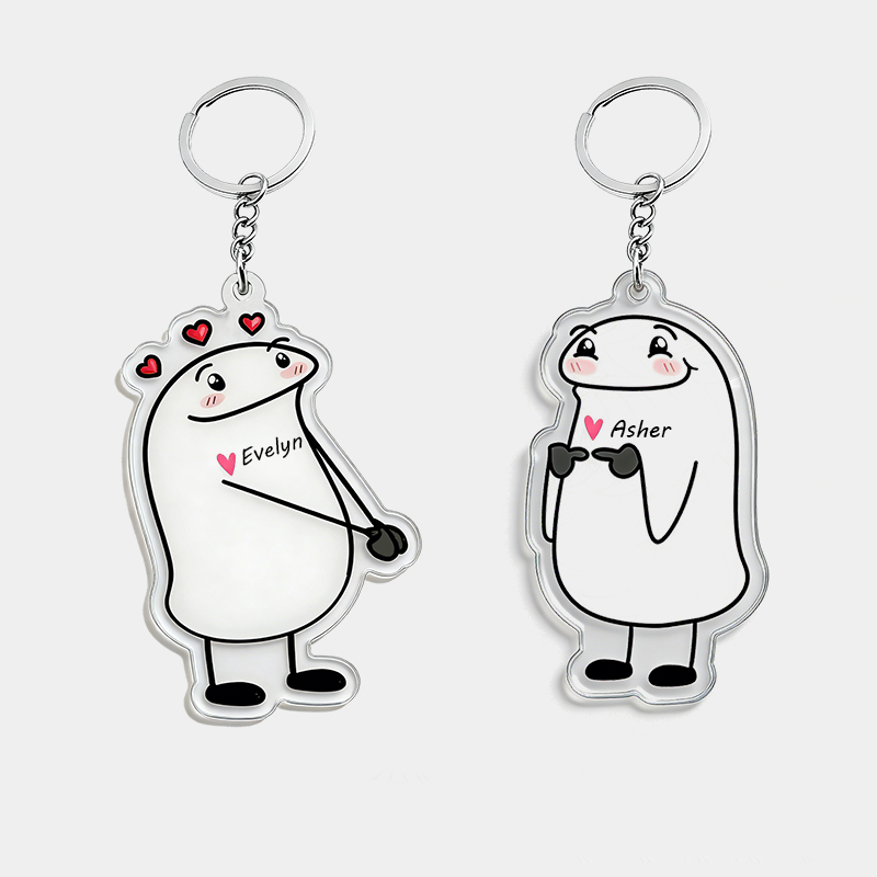 Personalized Sweet Confession Cartoon Keychain Engraved Keychain Playful Gift for Couples Romantic Holiday Gift