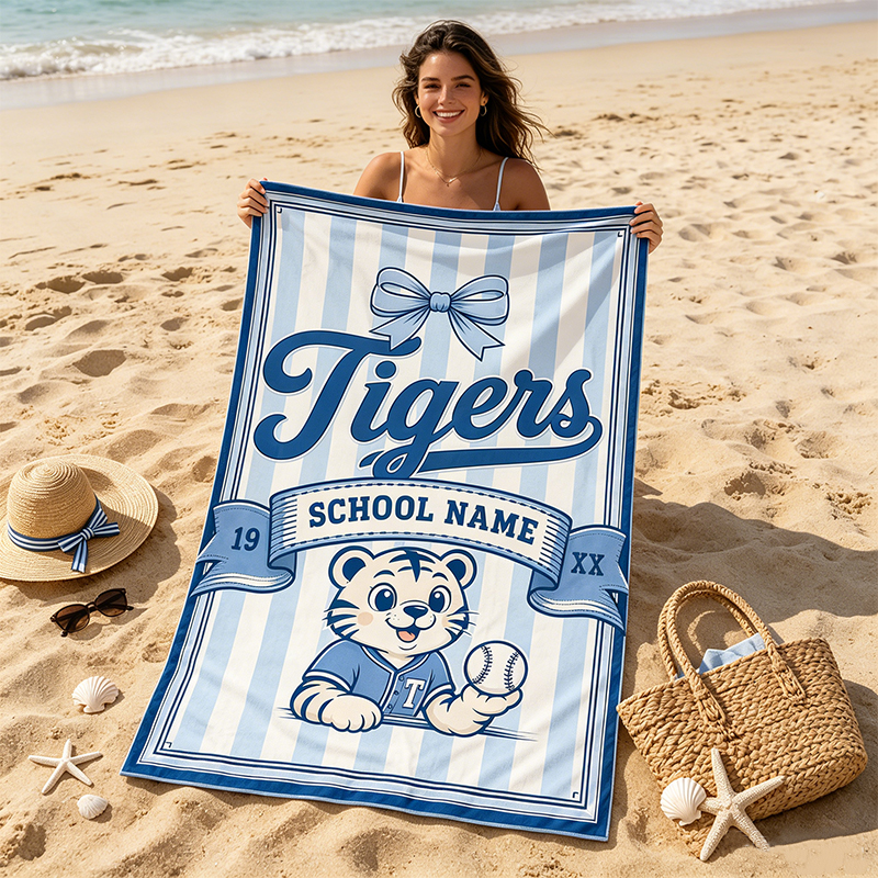 Personalized Campus Mascot Beach Towels Cheer Towels with School and Team Names