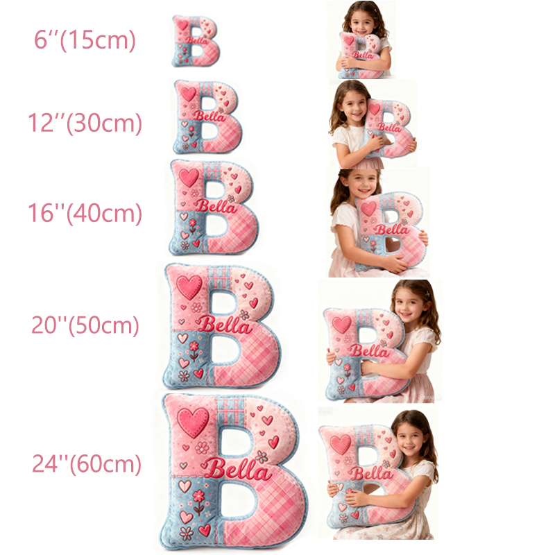 Personalized Flower Girl Floral Heart Pink Plaid Graphic 3D Printed Pillow Custom Girl friend Name Cushion Valentine's Day Gift Christmas Gift for Her