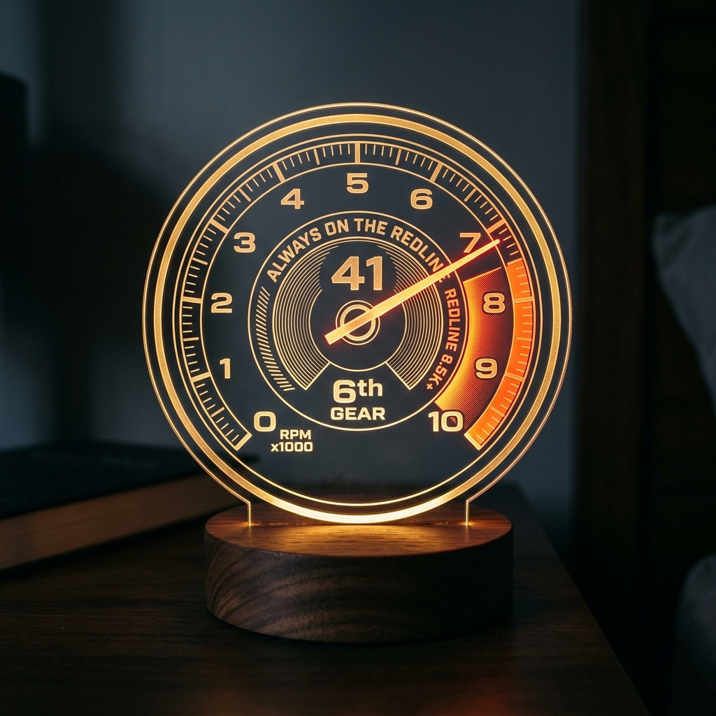 Personalized Tachometer Racing Acrylic LED Night Light Gift For Car Motorsport Fans