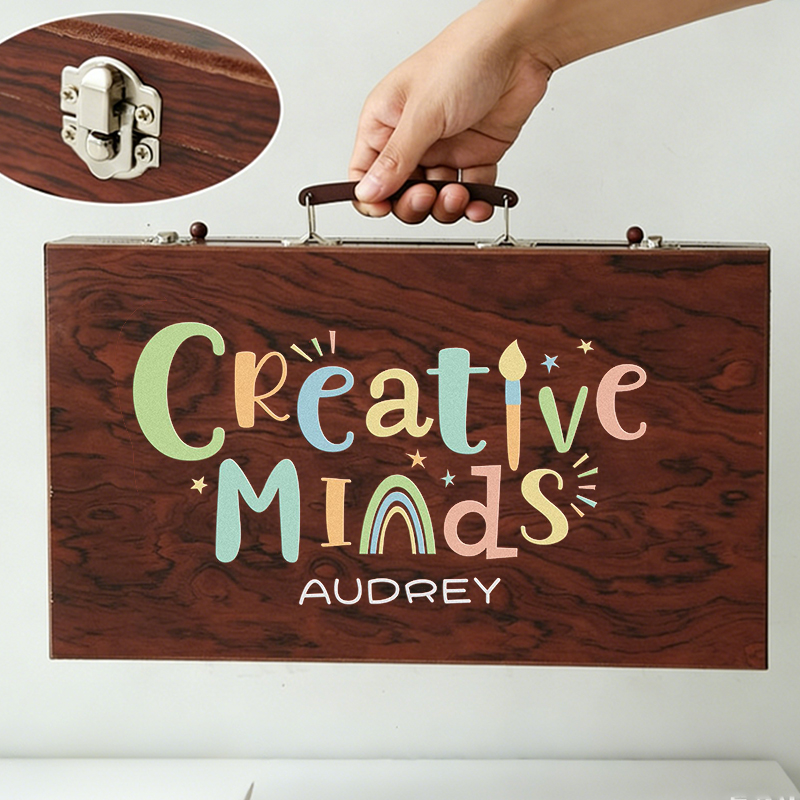 Personalized Name Wooden Art Set Perfect Gift for Kids Who Love Drawing and Painting 143 Piece Creative Kit