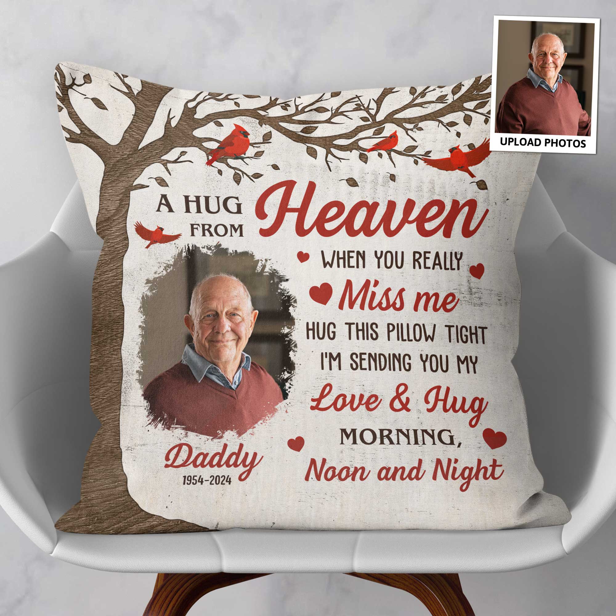 Personalized Memorial Pillow A Hug From Heaven Memorial Gift Custom Photo Memory Pillow 