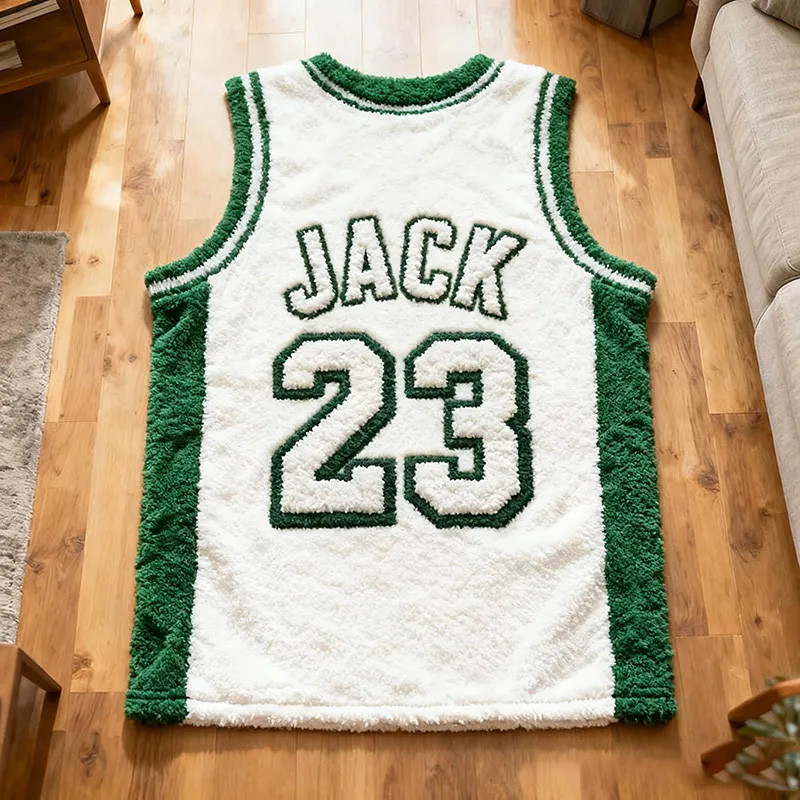 Personalized Basketball Jersey Rug with Custom Name and Number for Fans and Players