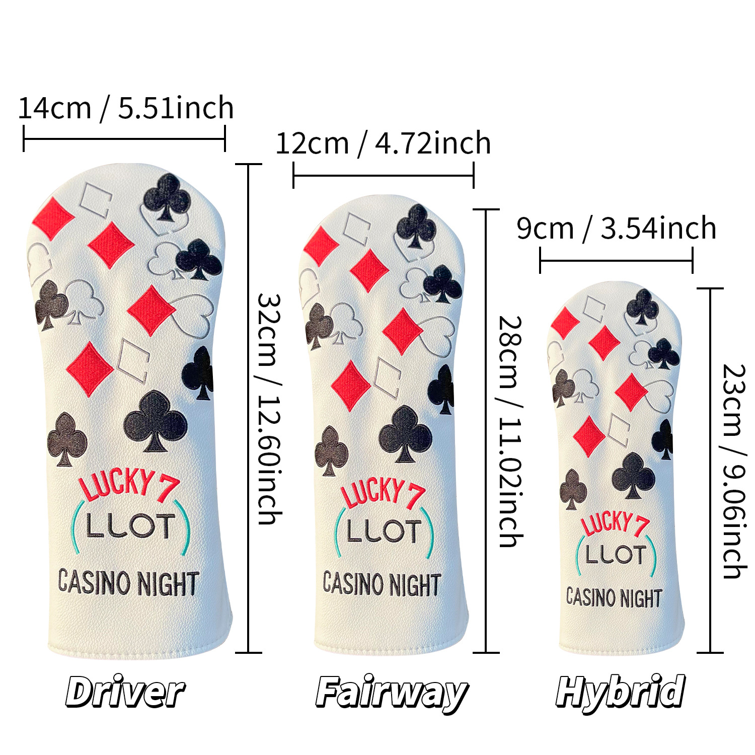 Lucky7 Casino Night Golf Club Covers Poker Themed Protective Club Headcovers 