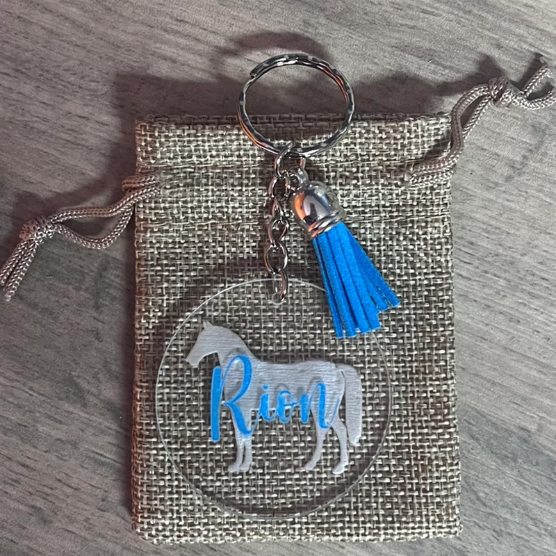 Personalized Horse Acrylic Tassel Keyring keychain Gift for Equestrian Riding Lovers