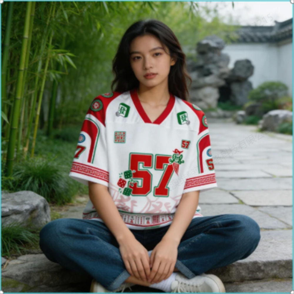Personalized Mahjong Style Jersey – Custom Name and Number Chinese Streetwear Shirt