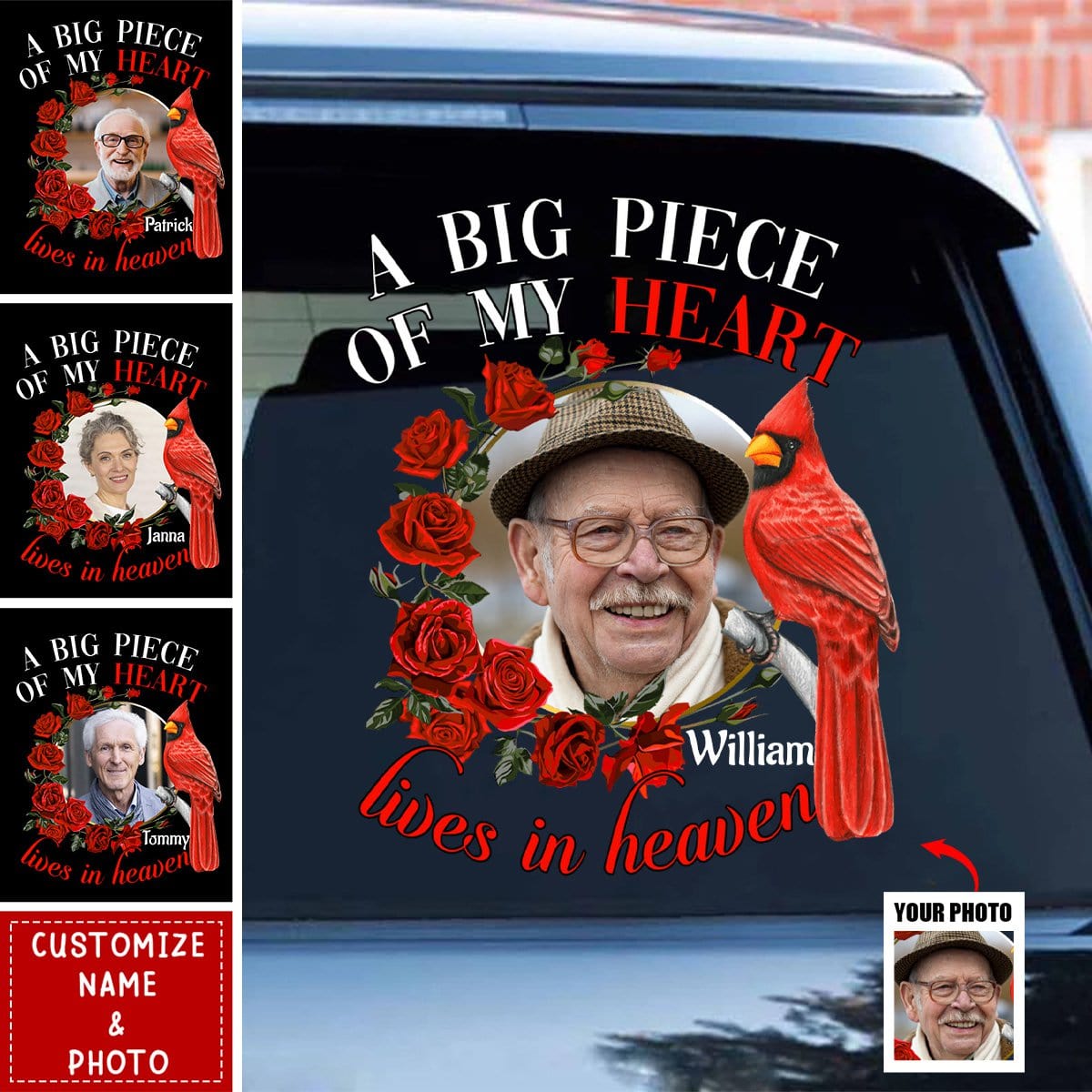 Personalized a Big Piece of My Heart Lives in Heaven Memorial Decal  Loss of Loved One Car Decal