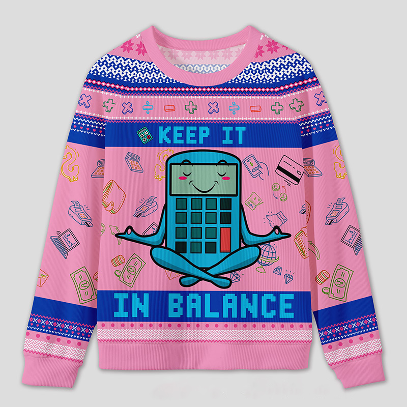 Personalized Funny Finance Yoga Ugly Sweater Office Holiday Party Gift for Accountants