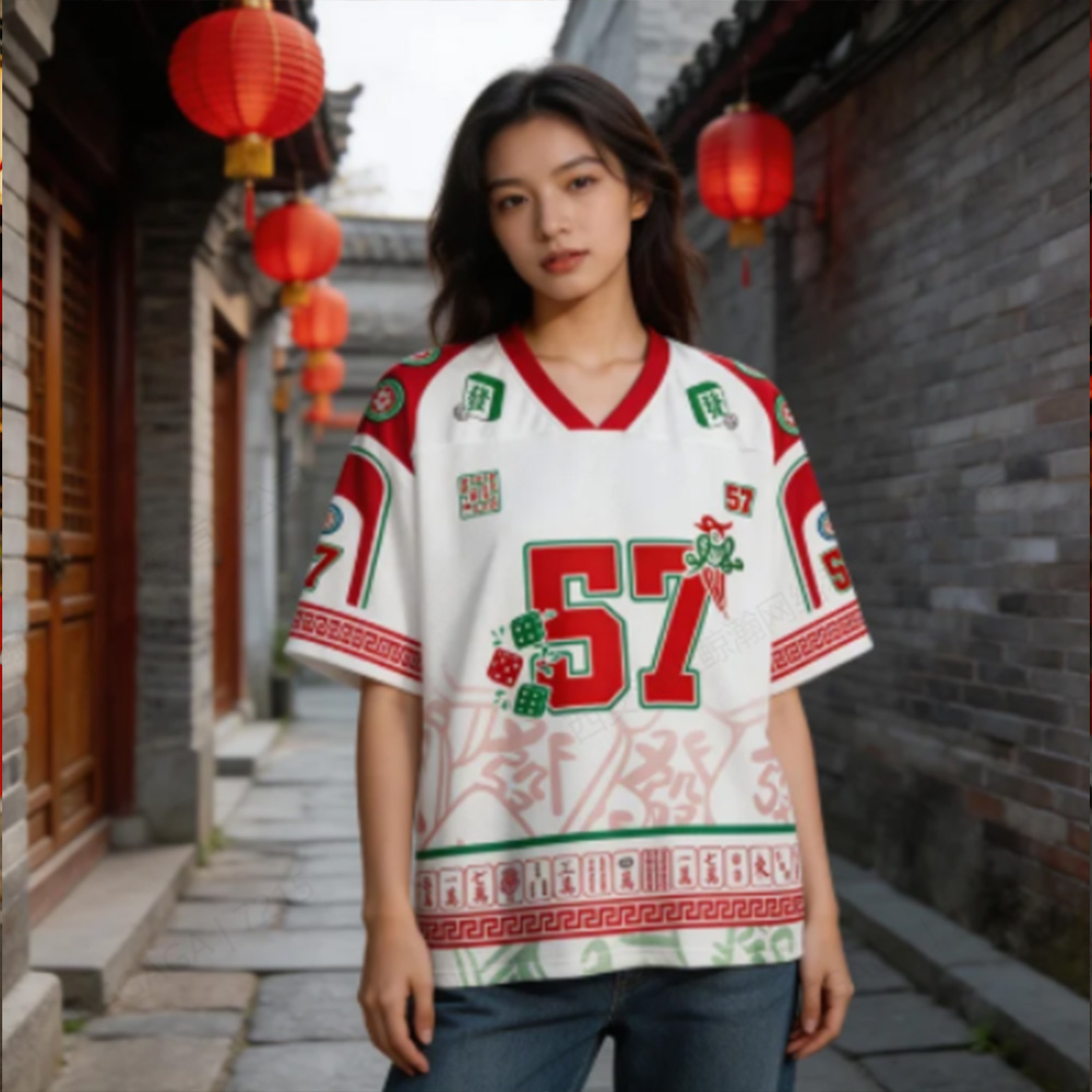 Personalized Mahjong Style Jersey – Custom Name and Number Chinese Streetwear Shirt