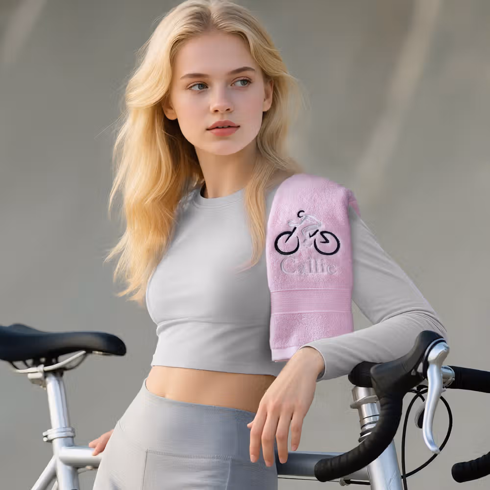 Personalized Embroidered Cycling Towel, Custom Name Bike Sport Towel, Absorbent Cotton Sweat Towel Gift for Cyclists