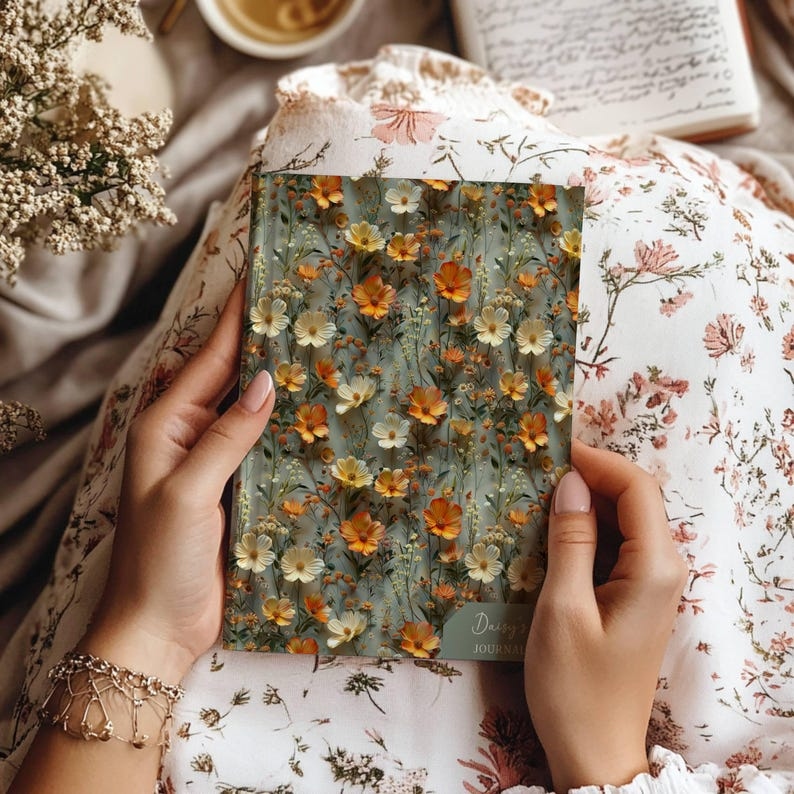 Personalized prayer journal for women with name wildflower floral cover Christian gift hardcover lined notebook