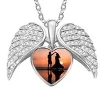 Personalized Cubic Zircon Heart Shape Angel Wing Photo Necklace Anniversary Birthday Gift for Her Sale-megacustom