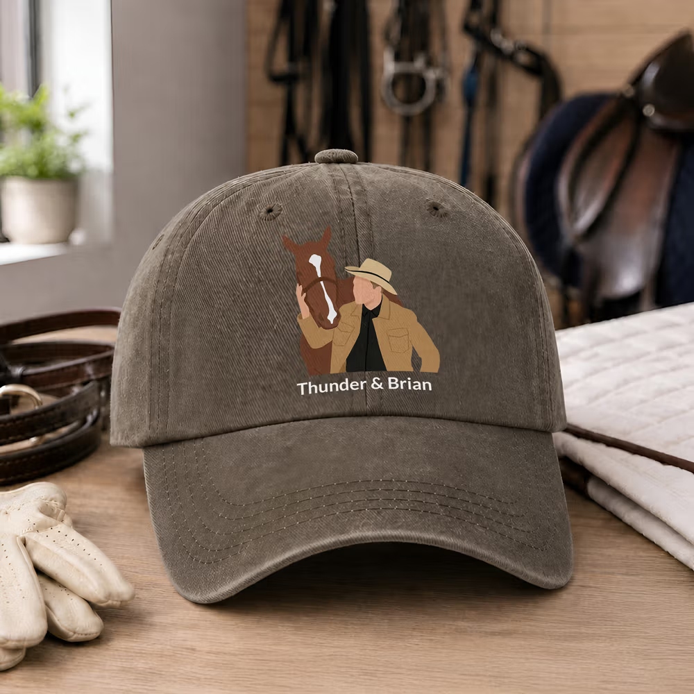Personalized Multicolor Cartoon Horse & Rider Baseball Cap with Name, Custom Photo Print, Everyday Wear Equestrian Hat Gift for Friends and Horse Lovers