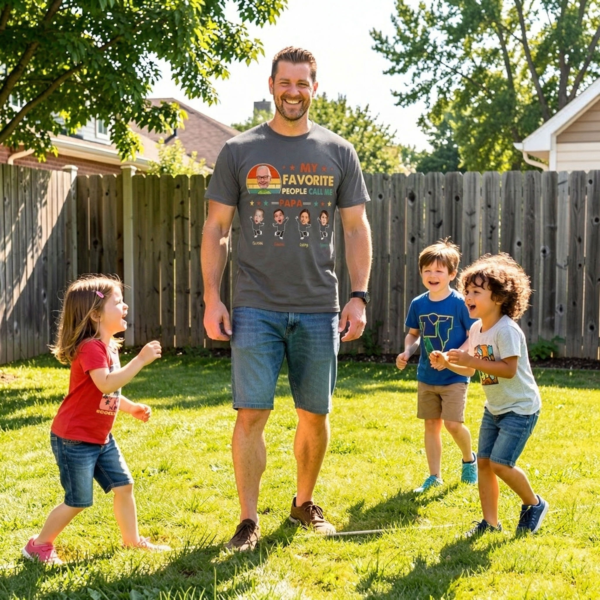 Personalized Papa Shirt Custom Grandpa Tee With Grandkids Names And Photos Fathers Day Gift From Grandkids