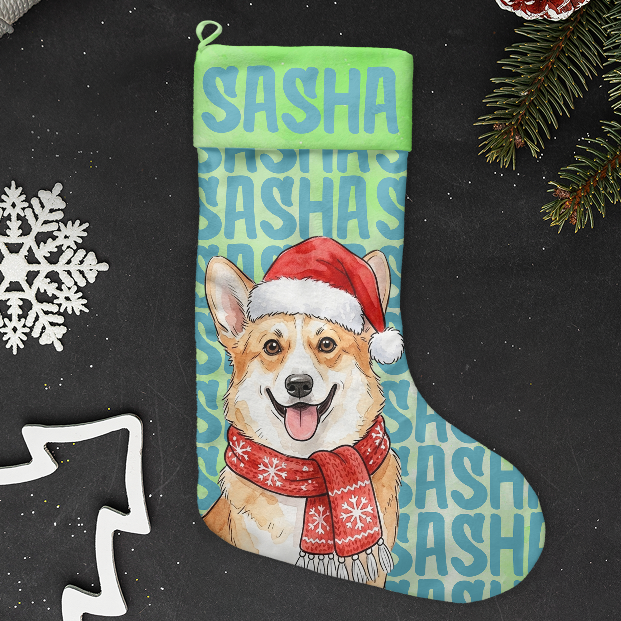 [Copy]Personalized Sewing Themed Christmas Stocking, Sewn With Love Custom Name Xmas Stocking