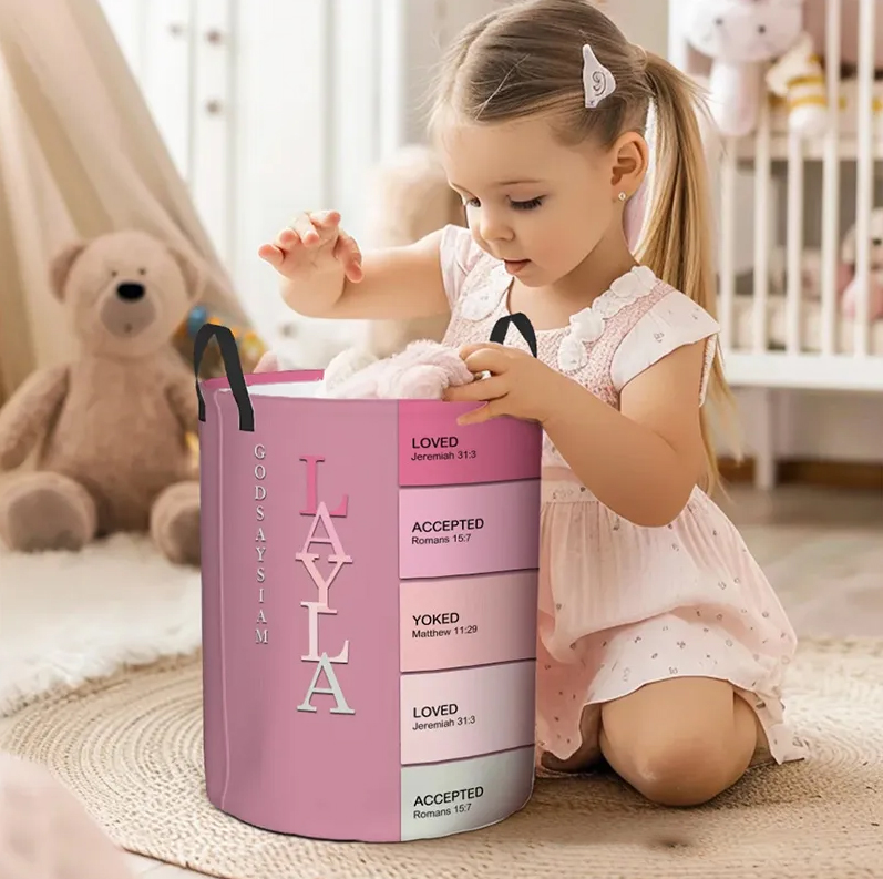 Personalized God Says i am Name Meaning on Bible Verse Storage Basket with Name Daily Use Religious Gift for Christians