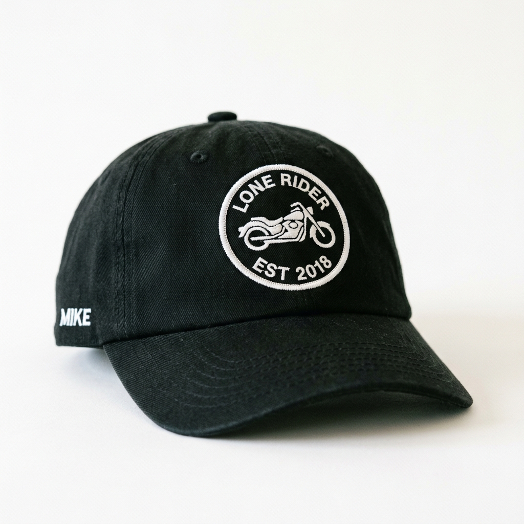 Personalized Embroidered Lone Rider Motorcycle Logo Personalized Adjustable Baseball Cap