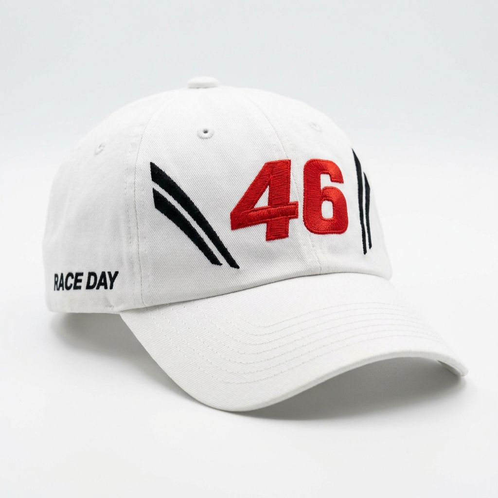Personalized Number 46 Race Day Striped Embroidered Adjustable Baseball Cap