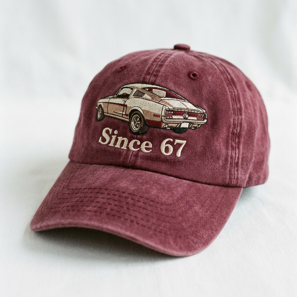Personalized Vintage Classic Muscle Car Photo Custom Embroidered Washed Distressed Baseball Cap