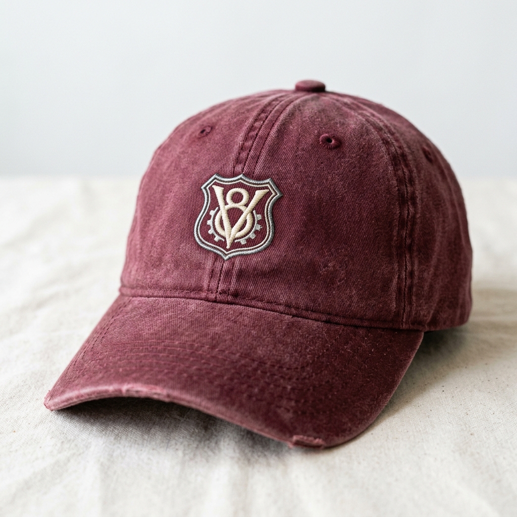 Personalized V8 Engine Shield Embroidered Washed Distressed Baseball Cap