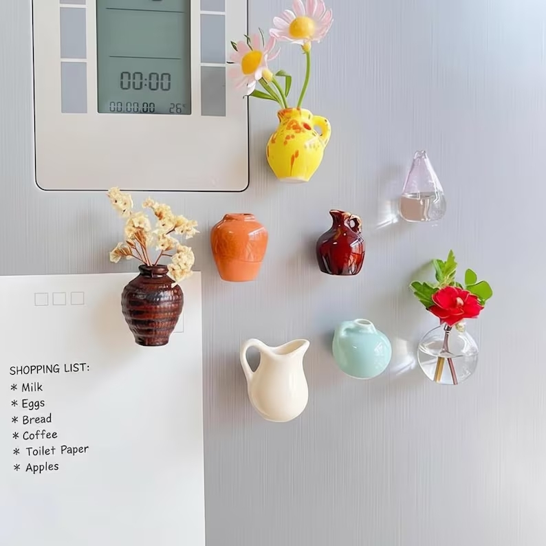 Personalized Handmade Ceramic /Glass Mini Vase Fridge Magnets Refrigerator Magnets for Kitchen