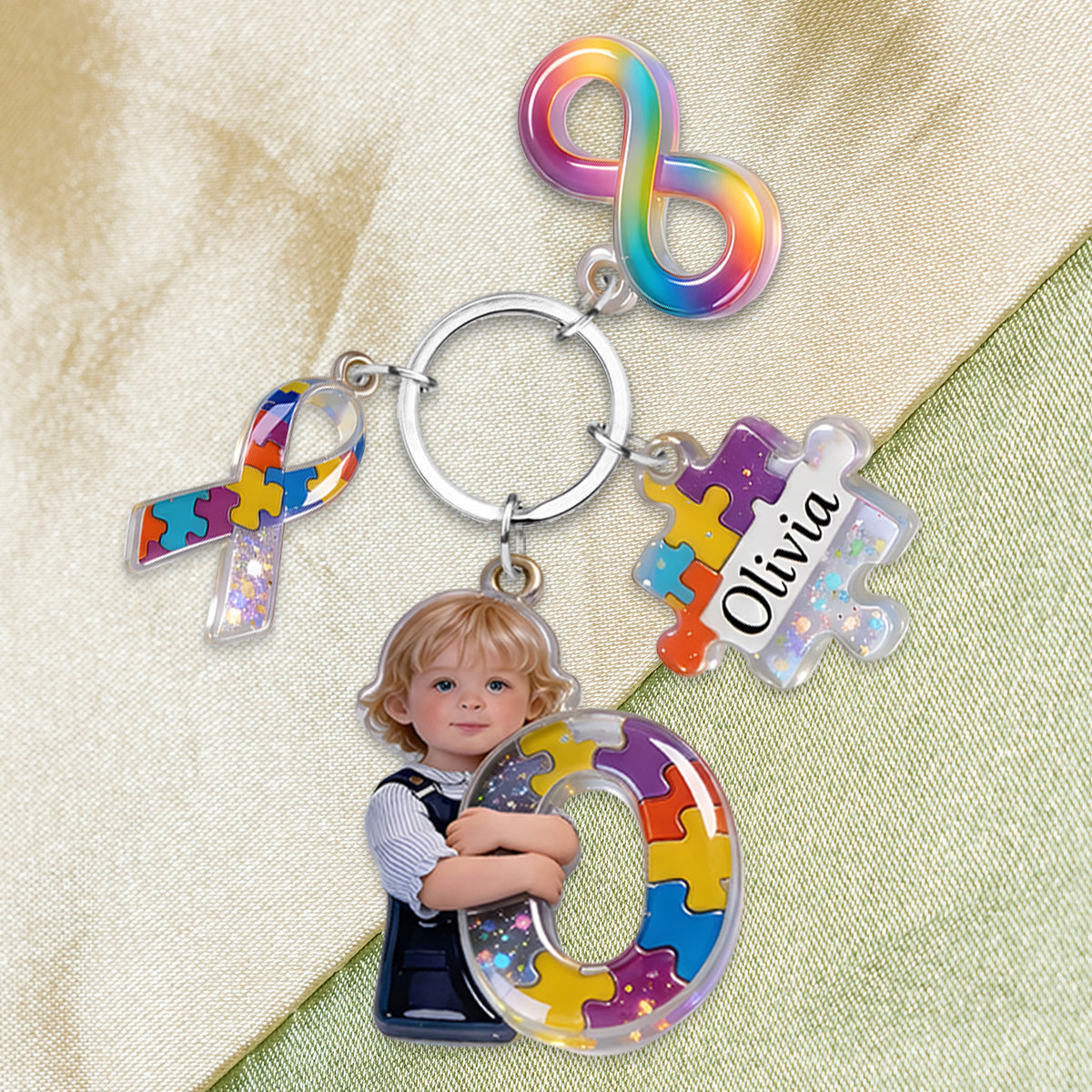 Personalized Autism Letter Custom Autism Awareness Keychain With Charms Positive Gifts