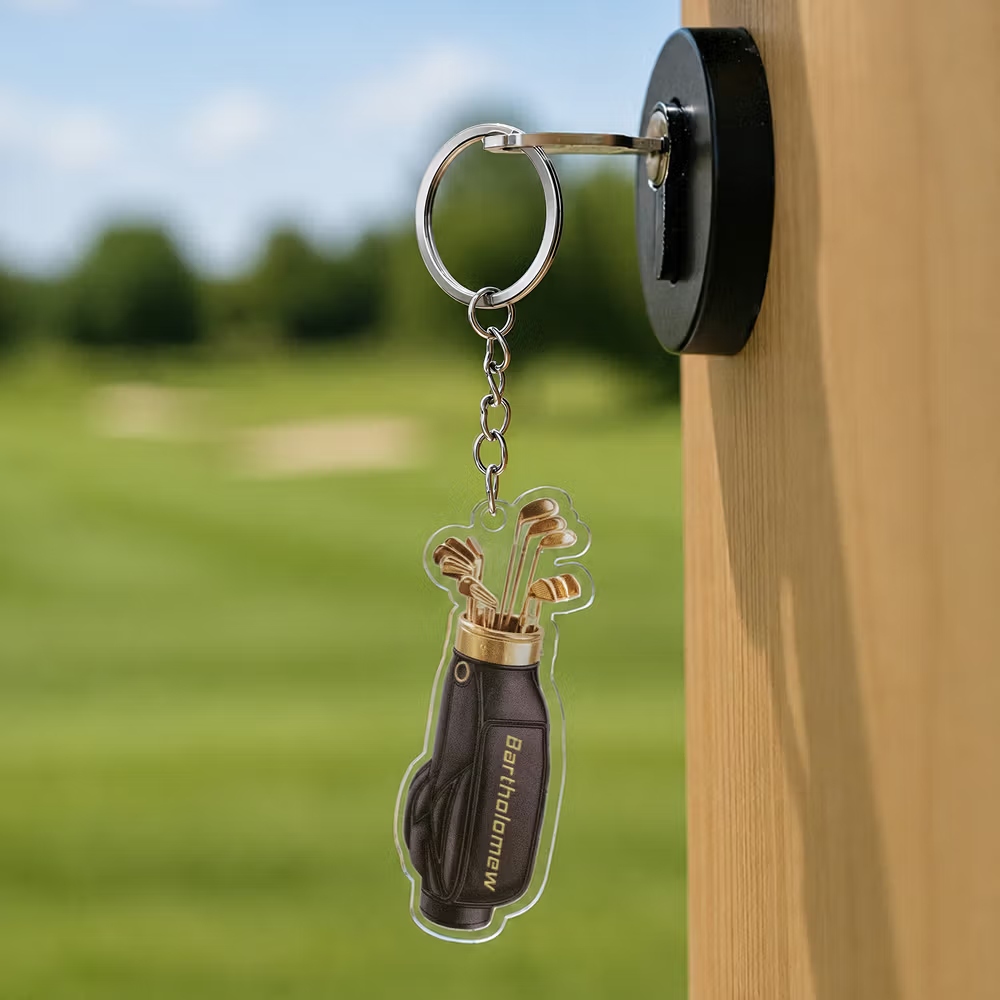 Personalized Acrylic Golf Bag Keychain & Bag Tag with Name – Custom Golf Gift for Players, Tournaments & Birthdays