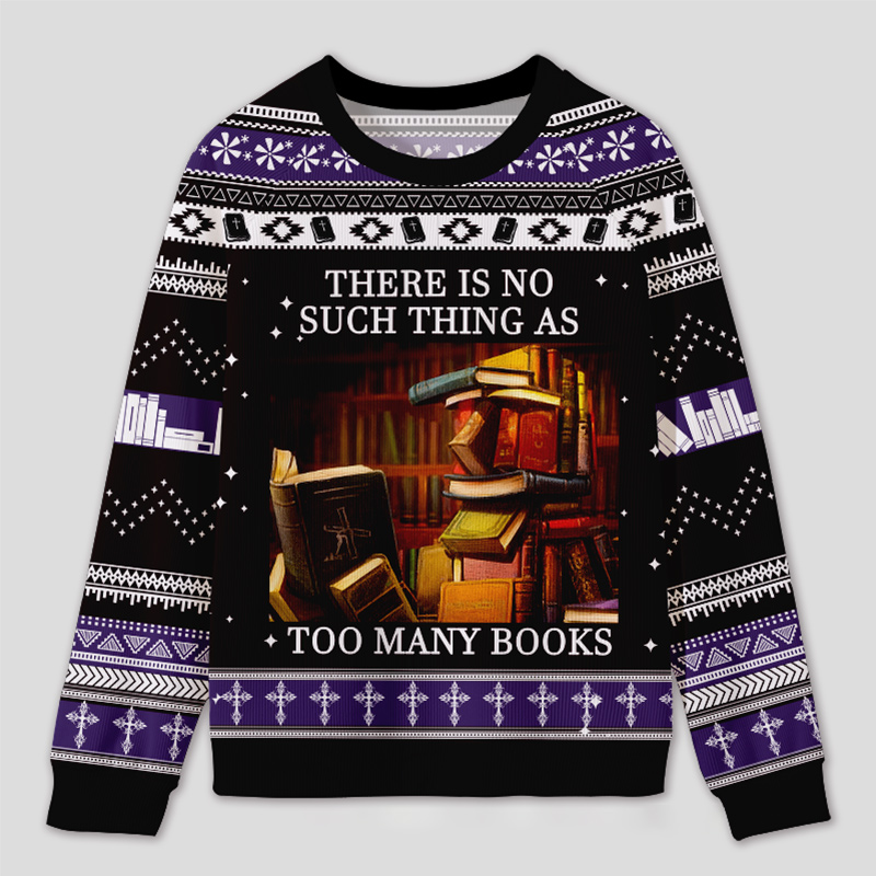 Personalized Never Enough Books Fun Ugly Sweater Holiday Gift for Book Lovers