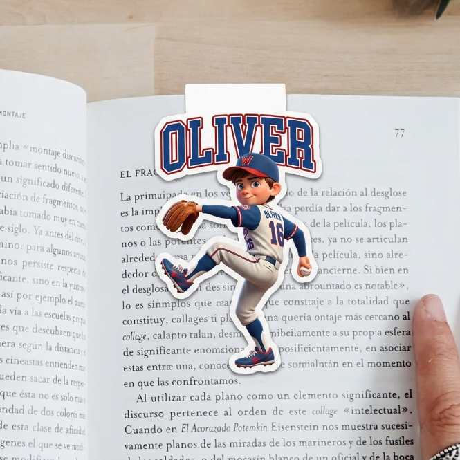Personalized Baseball Magnetic Bookmark Clip Custom Baseball Moment and Number Gift for Baseball Kid