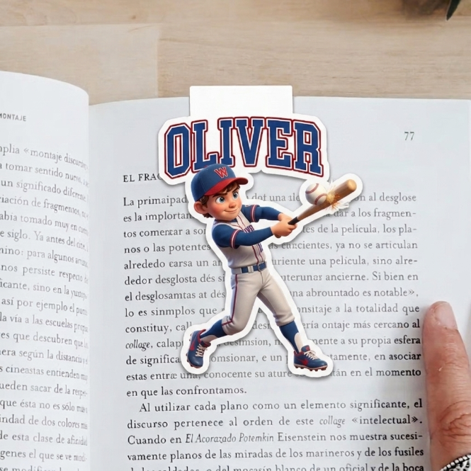 Personalized Baseball Magnetic Bookmark Clip Custom Baseball Moment and Number Gift for Baseball Kid