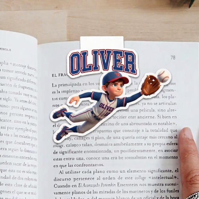 Personalized Baseball Magnetic Bookmark Clip Custom Baseball Moment and Number Gift for Baseball Kid