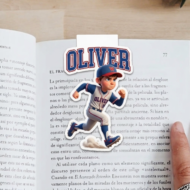 Personalized Baseball Magnetic Bookmark Clip Custom Baseball Moment and Number Gift for Baseball Kid