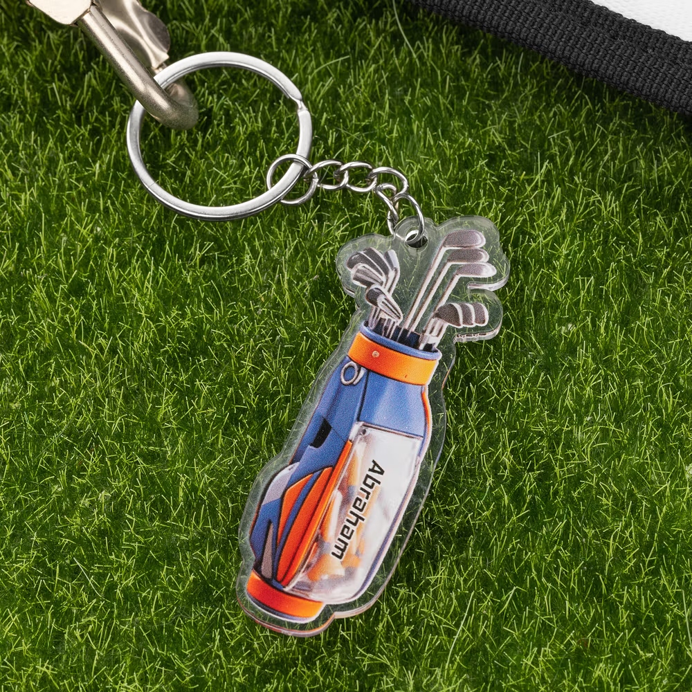 Personalized Acrylic Golf Bag Keychain & Bag Tag with Name – Custom Golf Gift for Players, Tournaments & Birthdays