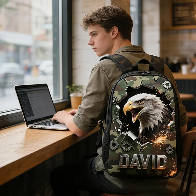 Personalized Mascot Backpack with Custom Name and Camo Design for Football and Outdoor Enthusiasts