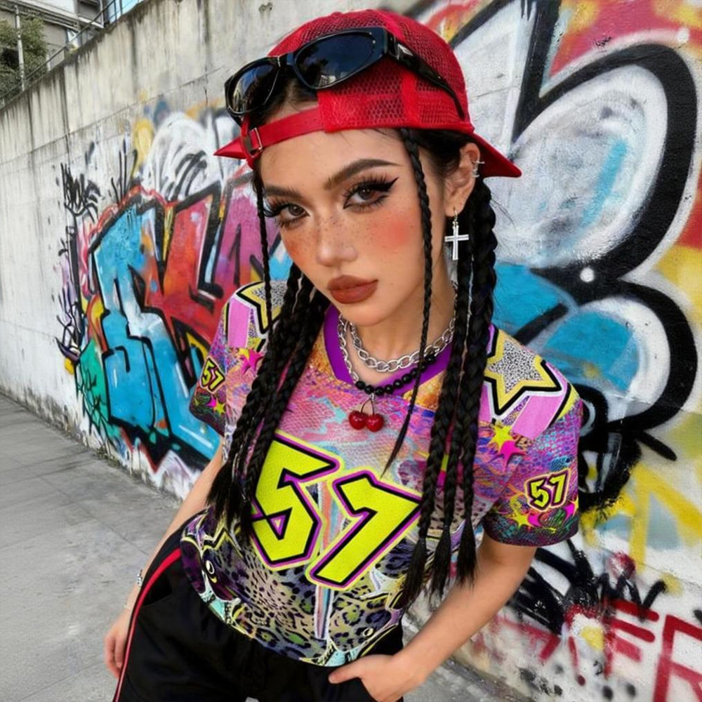 Personalized Street Skull Jersey – Custom Name & Number Neon Leopard Graphic Shirt