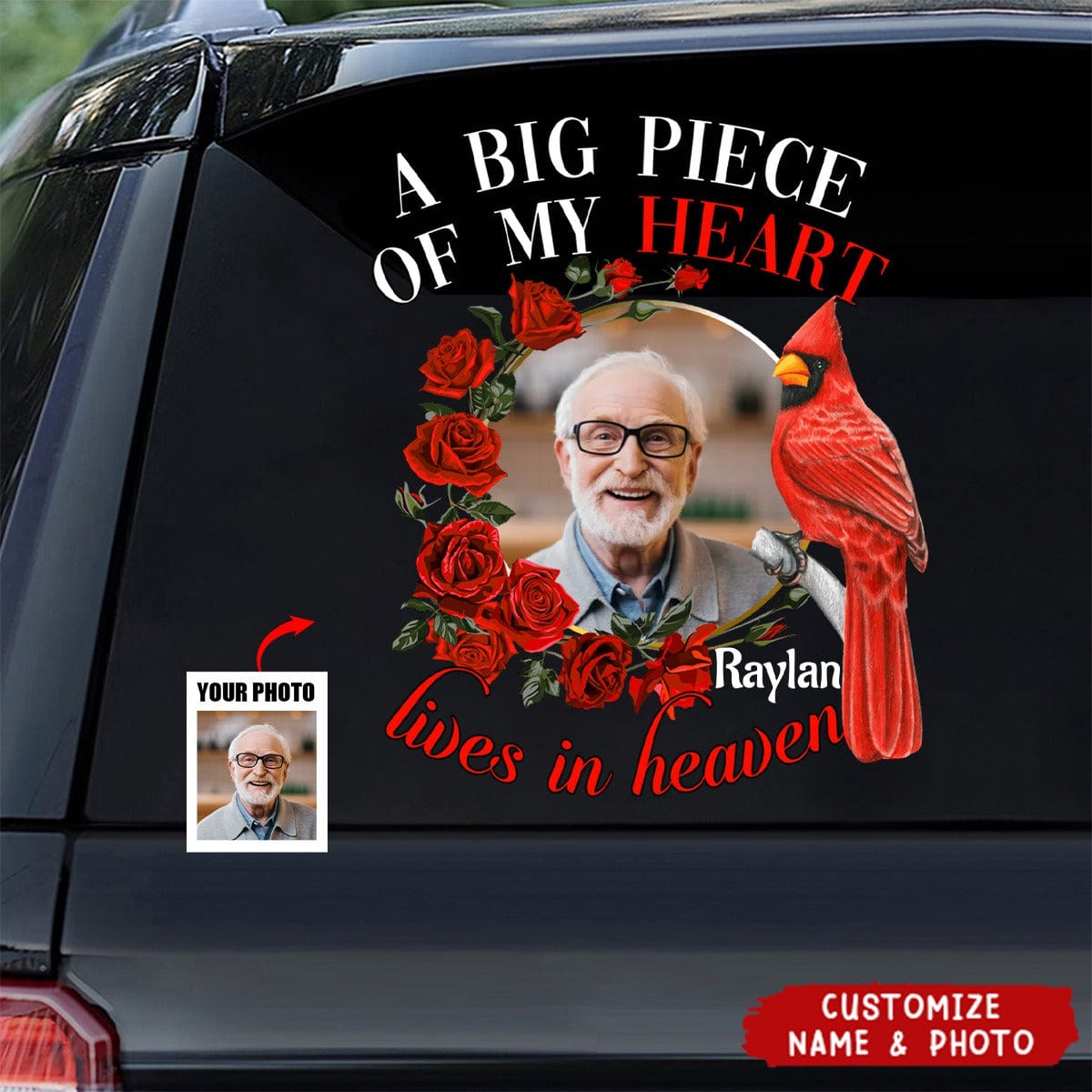 Personalized a Big Piece of My Heart Lives in Heaven Memorial Decal  Loss of Loved One Car Decal