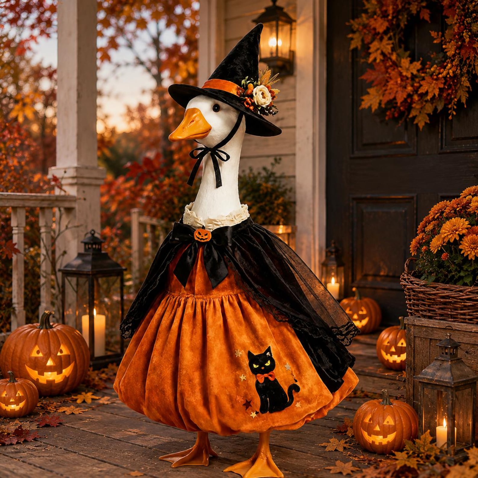 Witch Gardener Goose Outfit 23 Inch Porch Goose Costume Halloween Porch Decorations