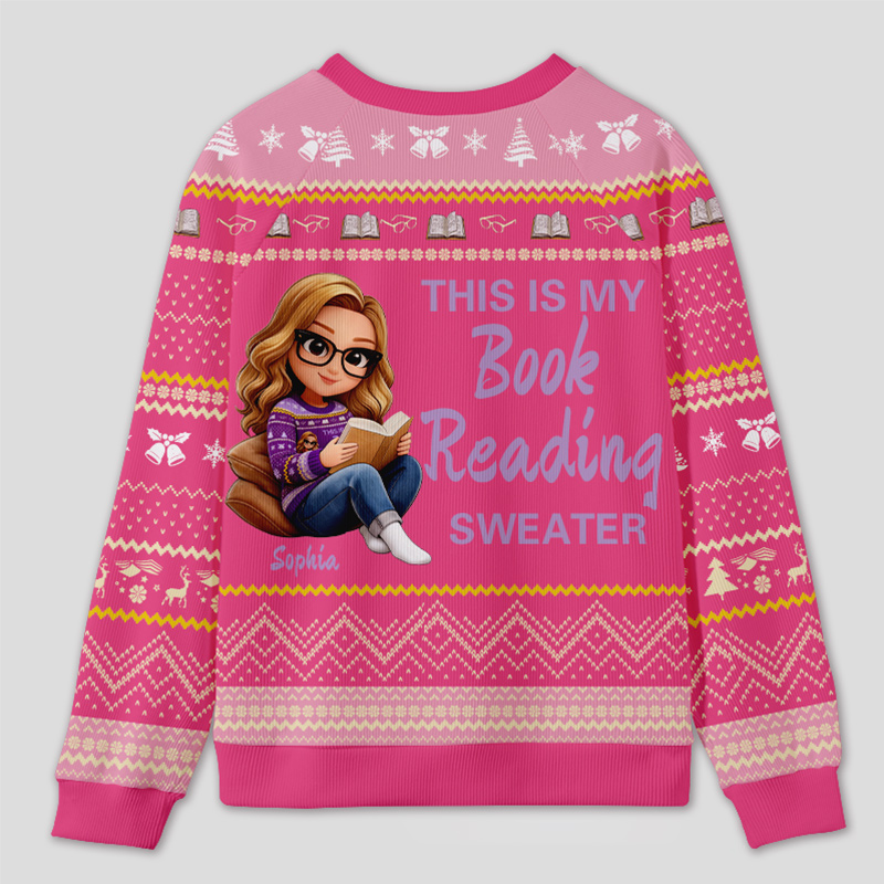 Personalized Bookworm Exclusive Reading Time Ugly Sweater Holiday Gift for Book Lovers