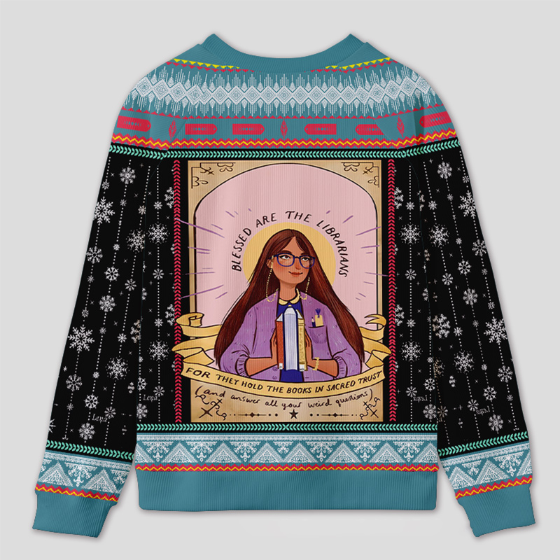 Personalized Librarian Appreciation Ugly Sweater Office Holiday Party Gift for Book Lovers