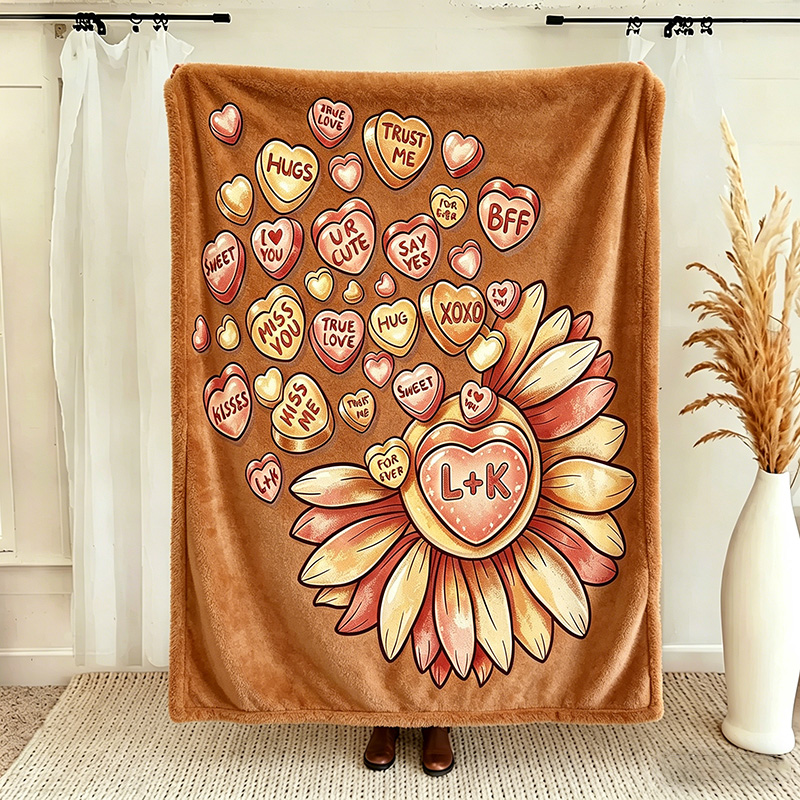 Personalized Couple Love Throw Blanket with Names Valentine Gift Gift for Husband Gift For Wife