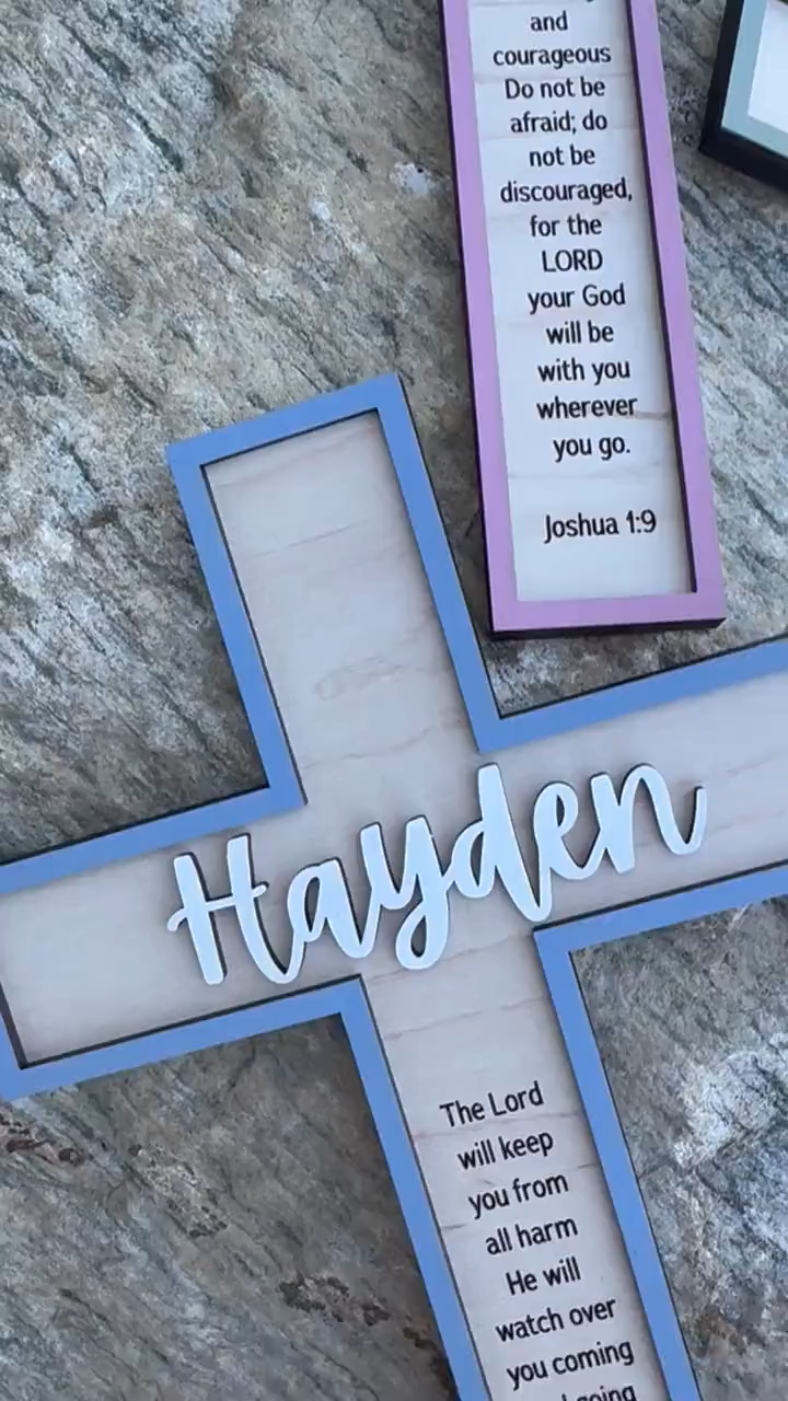 Personalized Wooden Cross, Custom Engraved Baptism Gift Marriage Gift for Newlyweds 