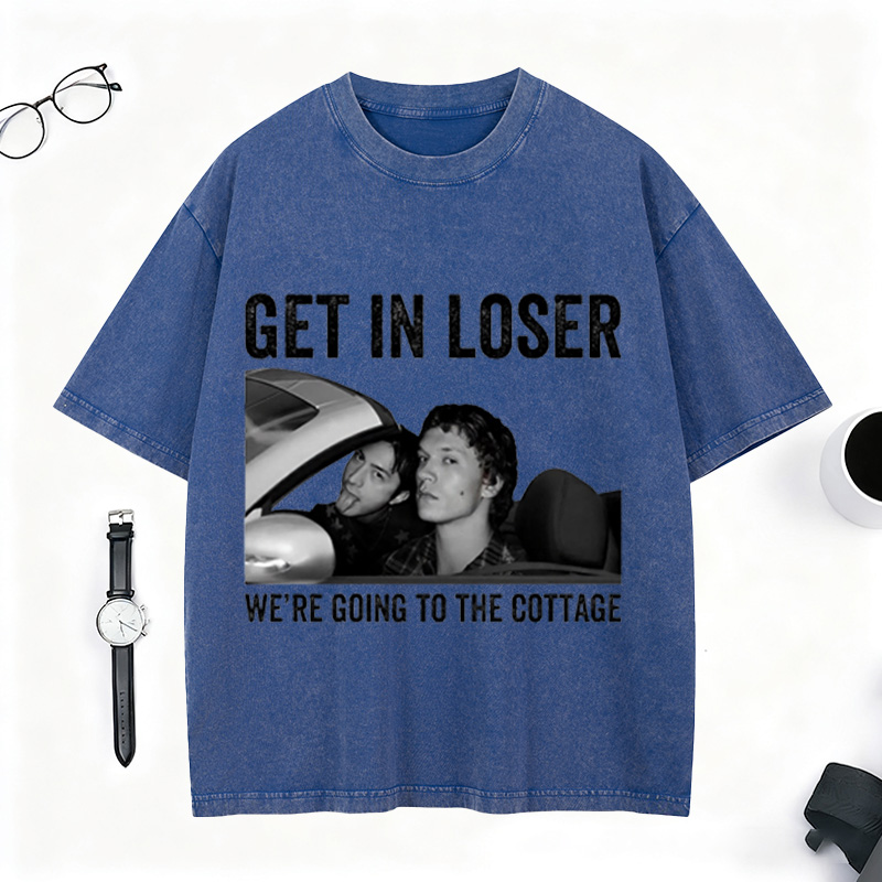 Personalized HR Washed T-Shirt We're Going To The Cottage Tee for Ice Hockey Fans